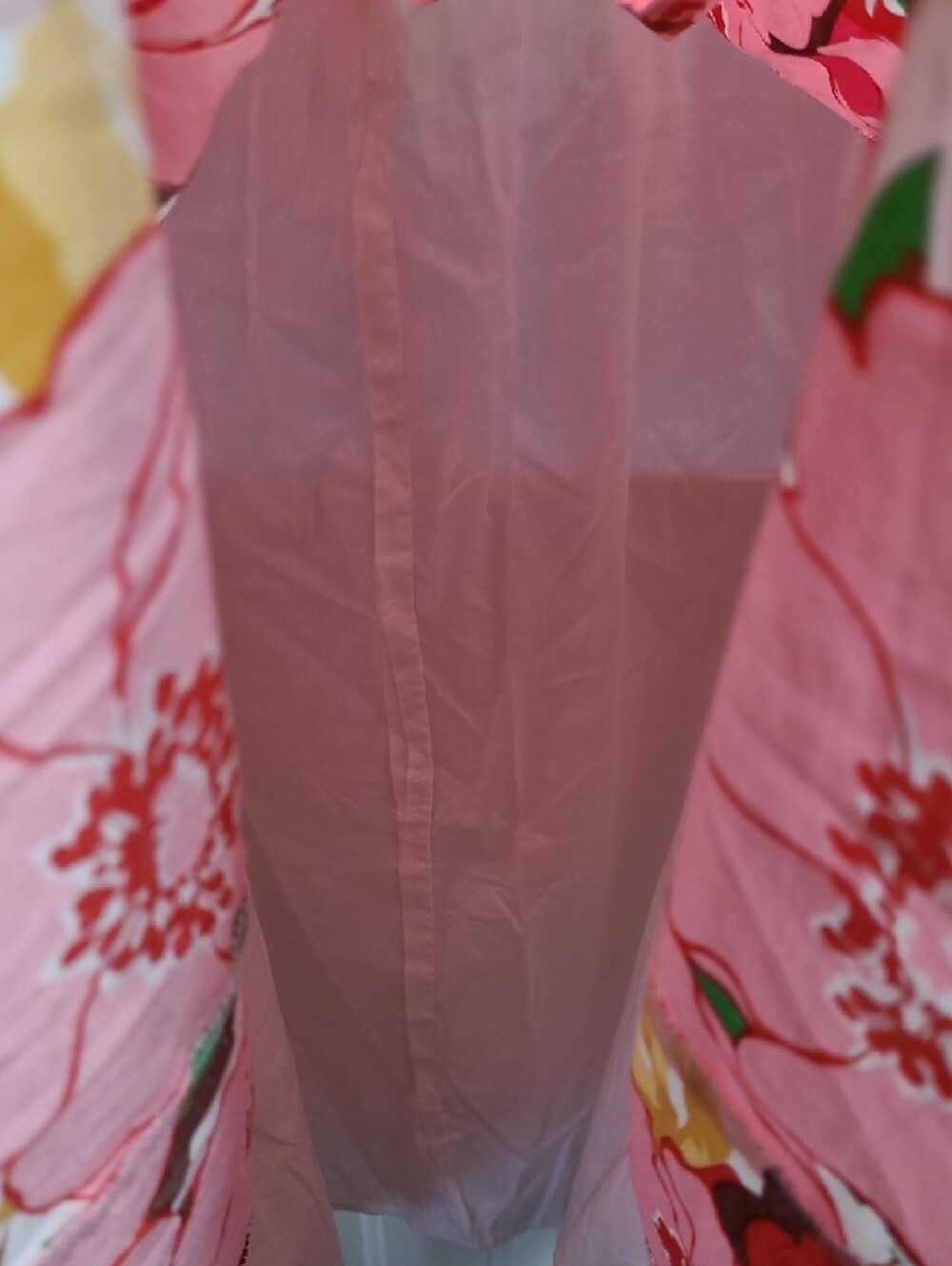 Talbots Pink Floral Midi Dress with Yellow & Green Accents - Picture 7 of 14
